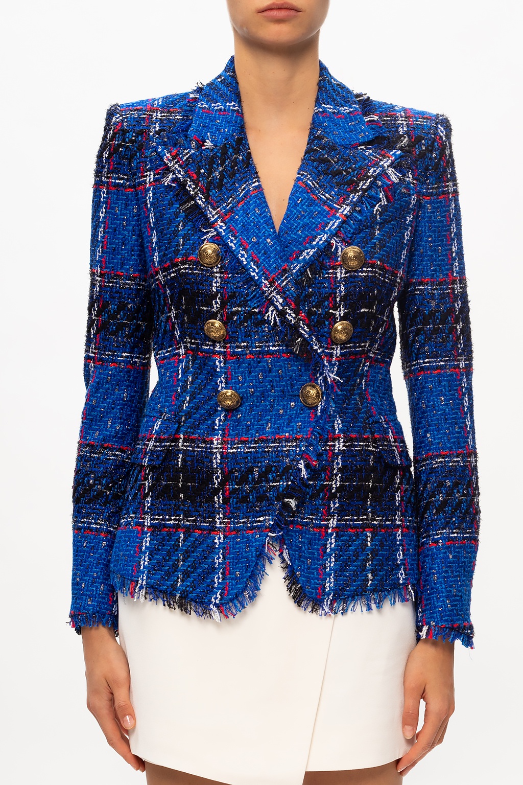 Balmain on sale tartan blazer